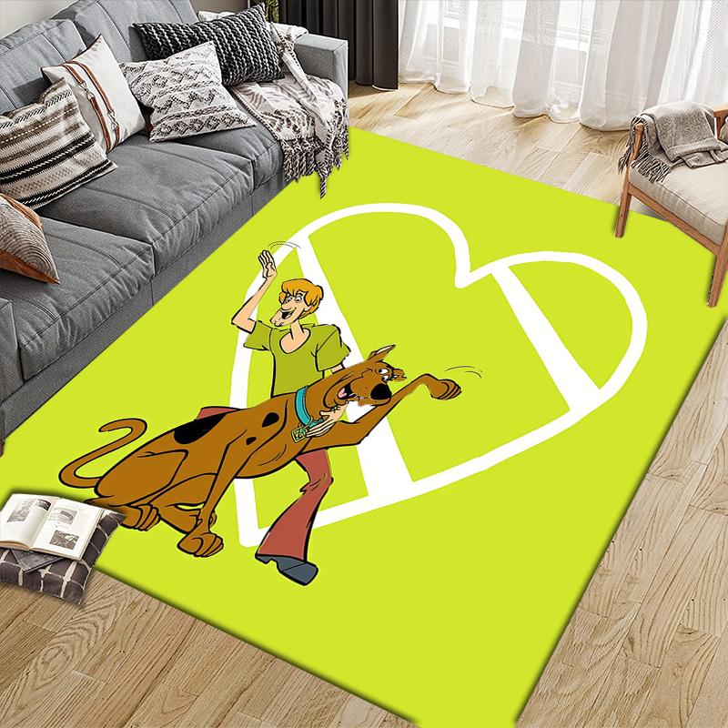 Scooby Flannel Pattern Square Carpet,Area Rug,Carpet Rug for Living Room Bedroom Sofa Playroom Decor,Non-slip Floor Mat