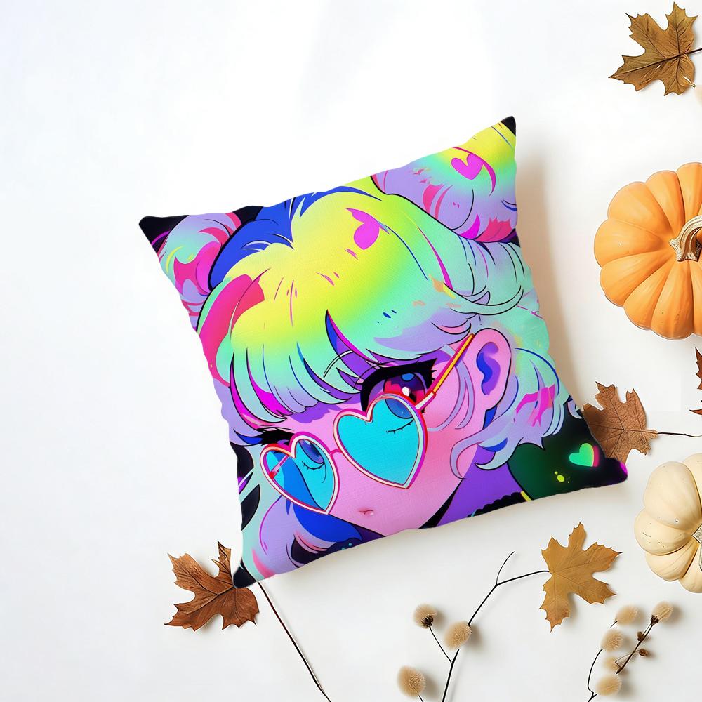 Fashion Pop Art Anime Street Graffiti Cushion Cover Washable Linen Pillowcase Soft for Daily Sofa Bed Home Room Decor