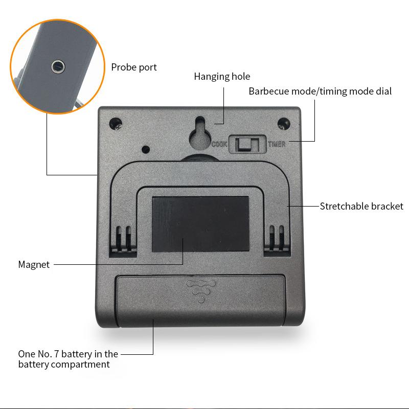 Kitchen Digital Cooking Thermometer Meat Food Temperature for Oven BBQ Grill Timer Function with Probe Heat Meter for Cooking