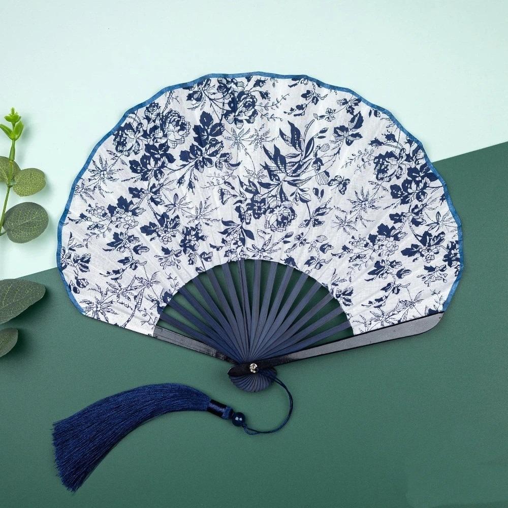Ventilateur Pliant Mini Coquillage Rétro Mignon Tissu Coton Lin Chinois Ventilateur à Main Couleur Unie Ventilateur Portatif Doux Fête