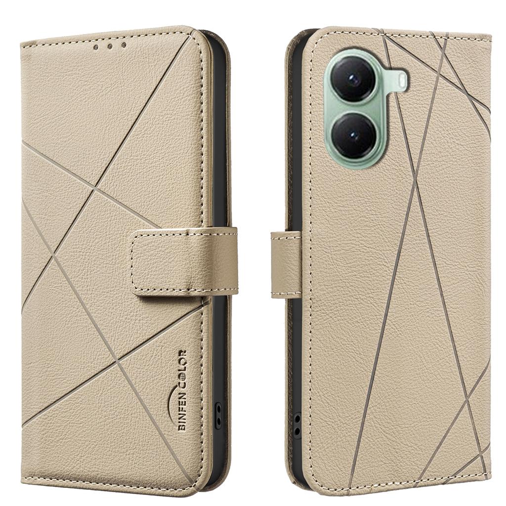 For Xiaomi Redmi Turbo 4 5G/Xiaomi Poco X7 Pro 5G Case BINFEN COLOR BF35 Geometry Imprinted Leather Phone Cover RFID Blocking Wallet Stand