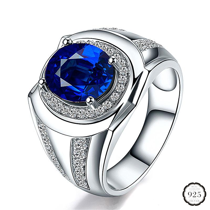 

HuiSept Кольцо 925 Серебряные Ювелирные Изделия Овальной Формы Сапфир Циркон Драгоценные Камни Кольца на палец для Женщин Мужчин Свадебная Вечеринка Подарочные Аксессуары