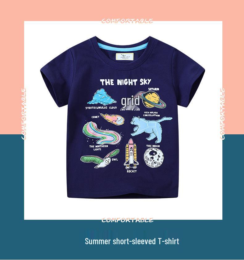 Glow-in-the-Dark Boys' Cartoon T-shirt - 100% Cotton Summer Short Sleeve 2026