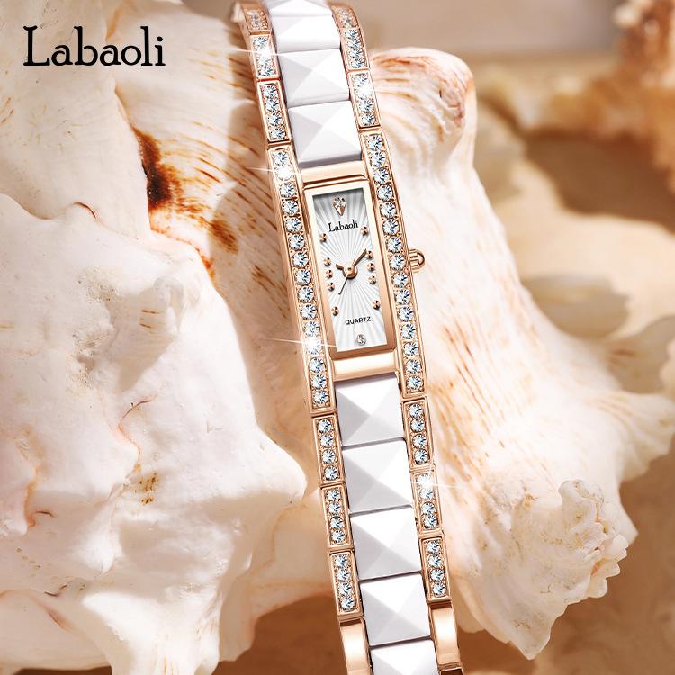 La Baoli Women'S Watch With Diamonds Women'S Watch Femininity Fashion Ceramic Small Square Watch