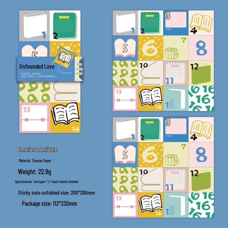 Mu Ran Perforated Erasable Sticky Notes - Easy-Tear, Non-Adhesive Message Paper for Journals & Decorations.