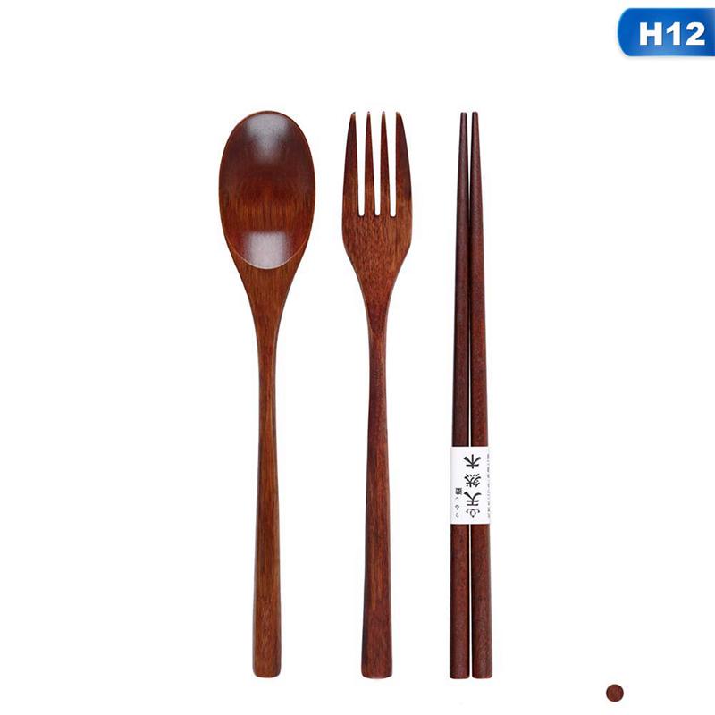 

Деревянная вилка ложка тройка японский корейский стиль дорожная портативная посуда красивая посуда сумка упаковка