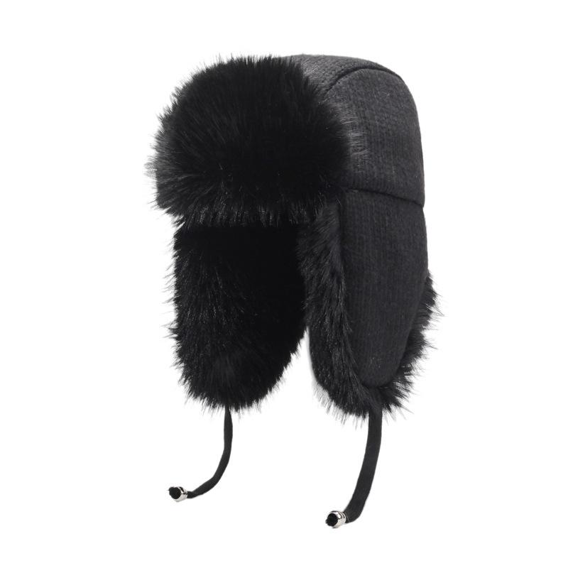Acrylic plush wool hat, cold hat, fashionable and simple, showing face, small woman, warm ear protection in winter