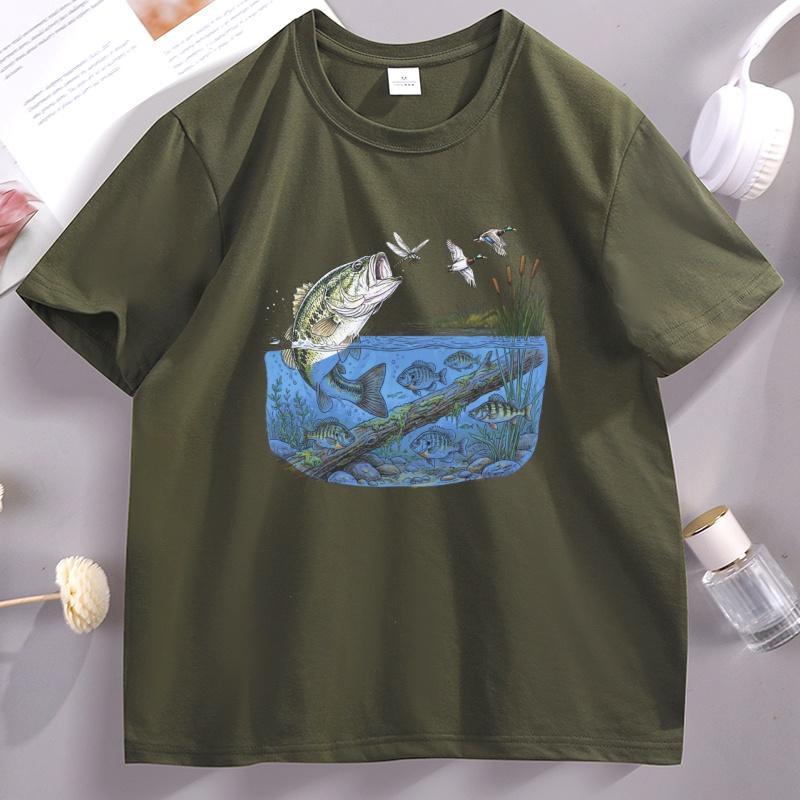 90s Bass River TShirt for Unisex Womens Unisex Graphic Tee Vintage River Wildlife Tee Cotton Short Sleeve T Shirt Summer Tops
