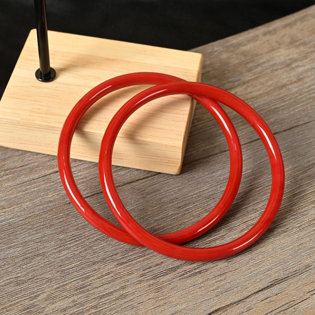 2Pcs/Set Design Sense Glass Natural Solid Color Bangles Retro Simple Charm Bracelet Femme Fashion Women's Casual China Jewelry