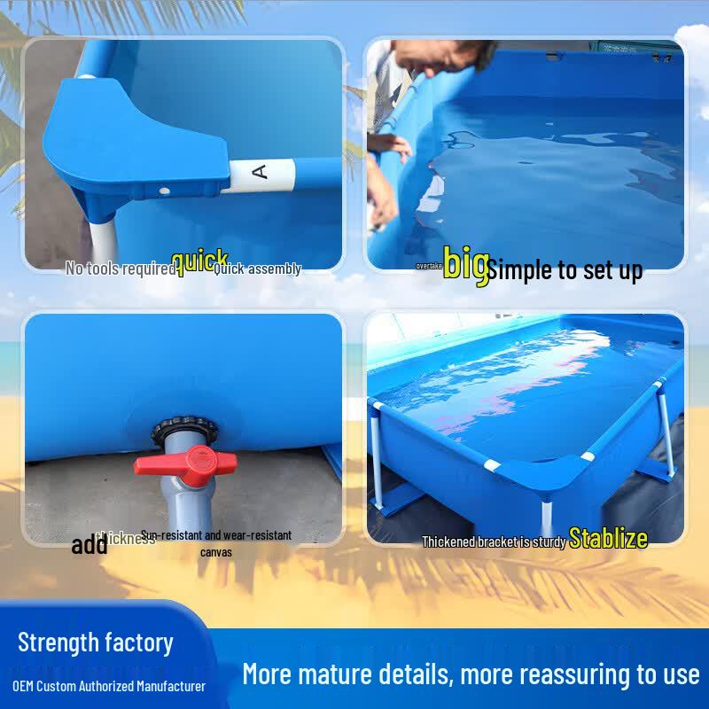 Square Thickened Canvas Folding Frame Swimming Pool