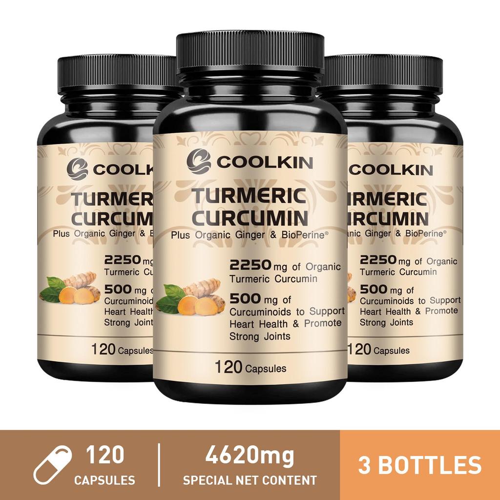 Potent turmeric capsules, containing curcumin and black pepper extract, for joint health, suitable for both men and women.