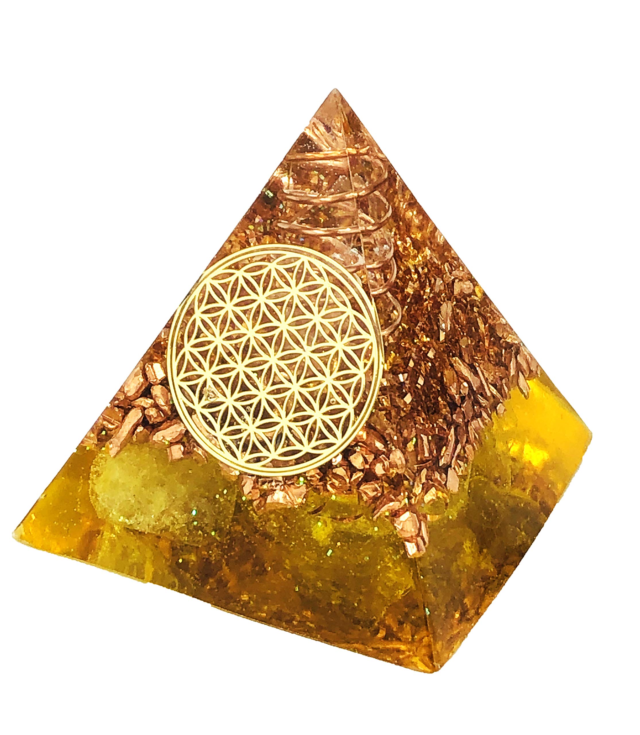 RELIGHT Flower of Life Orgonite Pyramid Citrine sp-82 (Citrine)