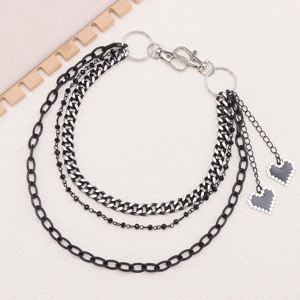 Hip Hop Heart Pendant Metal Belt Chain For Men And Women Casual Fashion Accessory