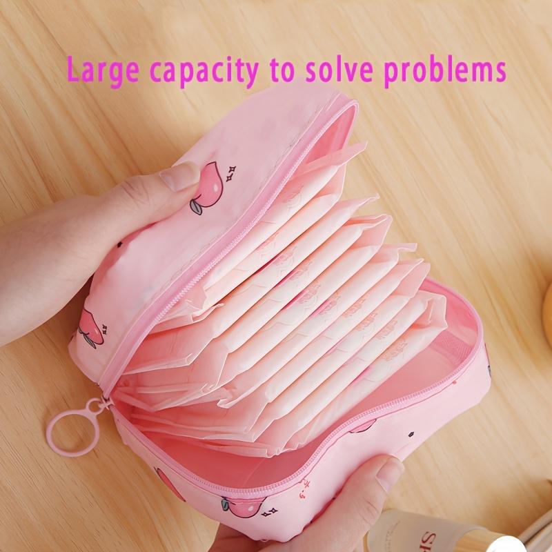Cute Squeeze Privacy Sanitary Pouch - Multifunctional Large Capacity Zipper Storage Bag for Coins, Makeup & Travel Essentials