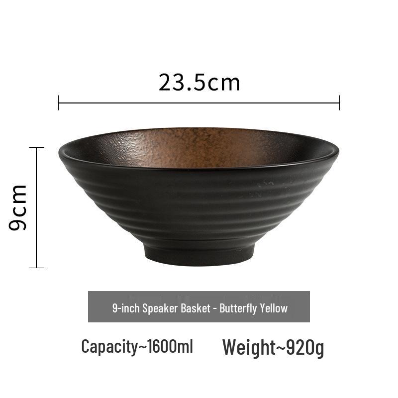Japanese-Style Ceramic Ramen Bowl - Large Retro Conical Hat Design for Soup, Salad, and Noodles