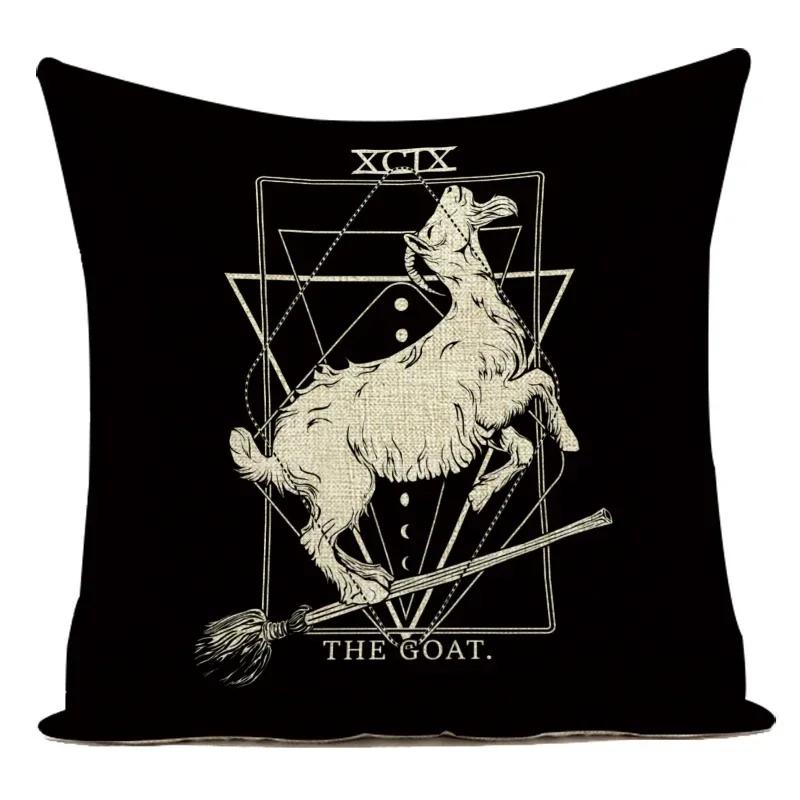 Horror Tarot Cushions Cover Bone Stand Decorative Cushioncovers Print Linen Pillows Black And White Portrait Pillows Cases Cojin