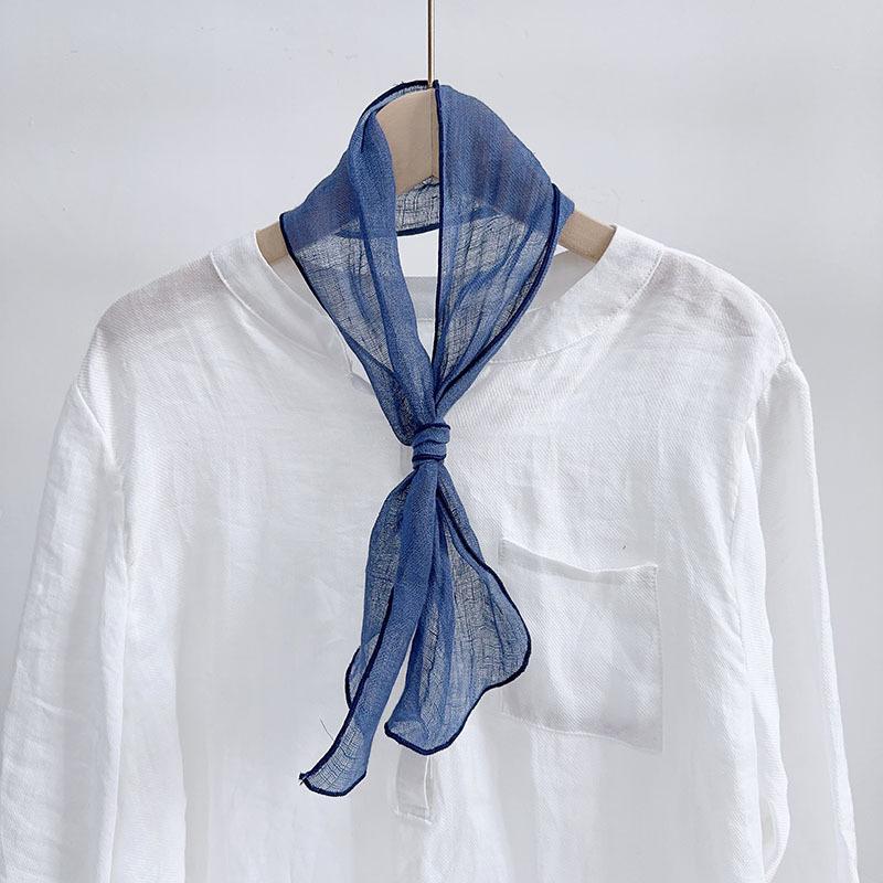Retro Rain And Dew Striped Small Bow Tie Literary Versatile Women'S Summer Neck Protection Scarf Accessories Silk Korean Version