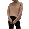 Women's  And Winter  Solid Round Neck Long Sleeve Knit Sweater Pullover Sweater