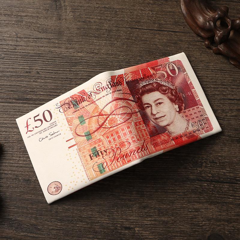 Unisexová krátká peněženka s kreativními vzory měn z různých zemí