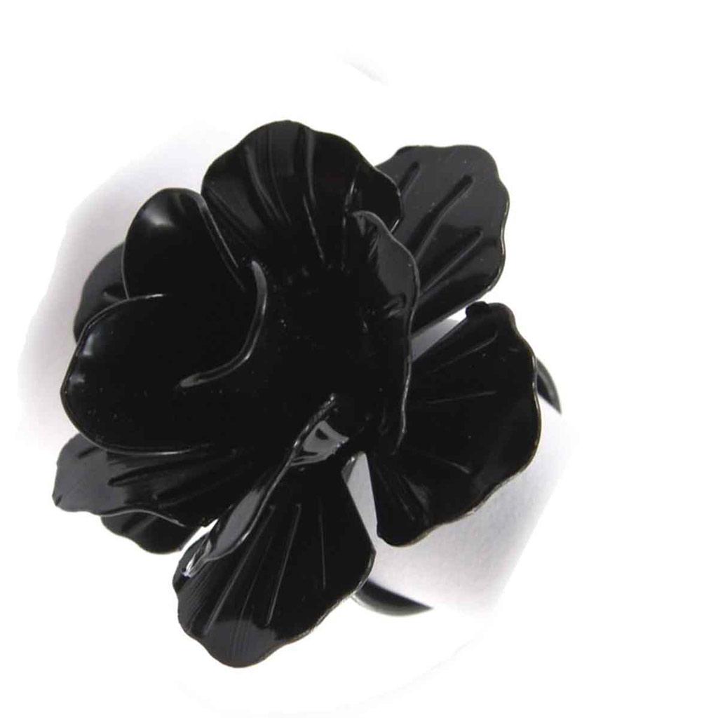 Les Trésors De Lily [J8051] - Inel negru de designer „Flora”.