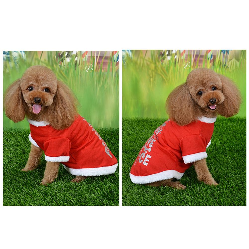 Red Plush LOVE Pattern Costume Pet Christmas Dress Holiday Party Clothing Clothes for Dogs Cats