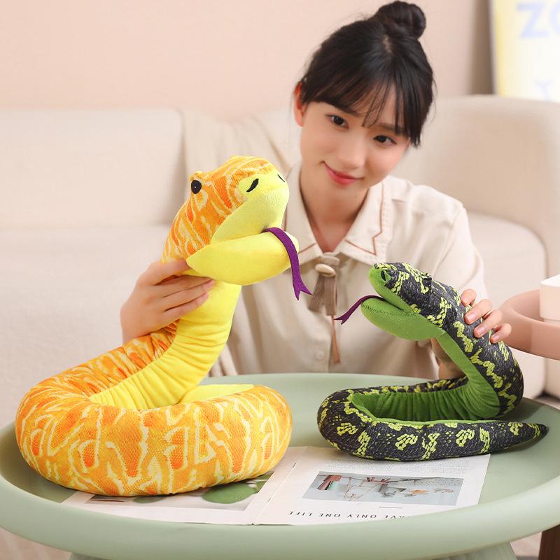 Creative simulation python hand puppet plush toy doll golden python doll boy trick funny rag doll