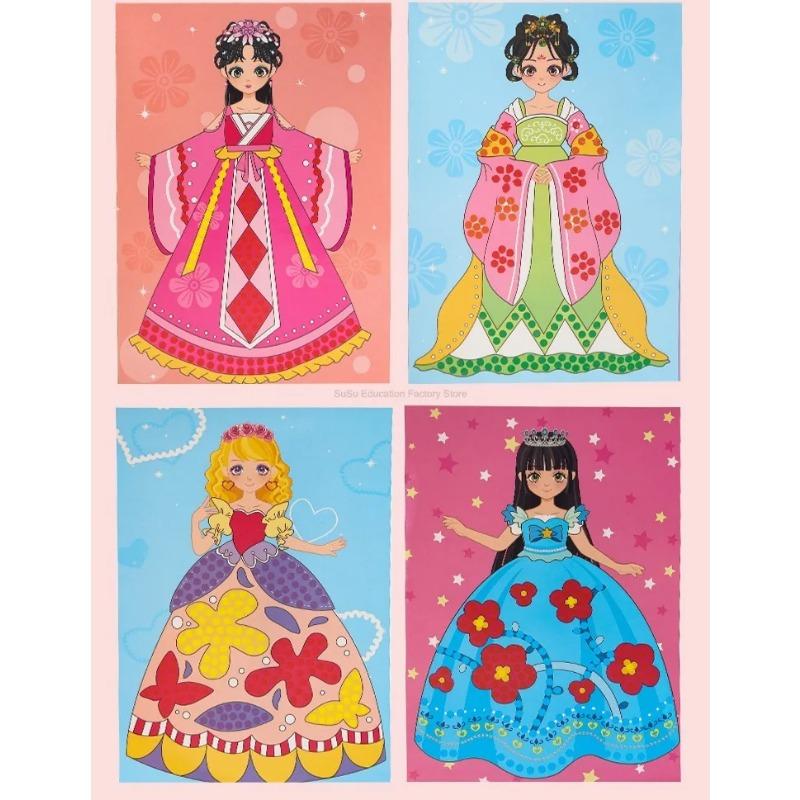 Princess Craft Kit Make-up, 2025 Neues Malen Prinzessin Buch Make-up Bastelsets Folienkunstbücher, Basteln DIY Make-ups, Kinder Make-up Sets für Mädchen 5-8