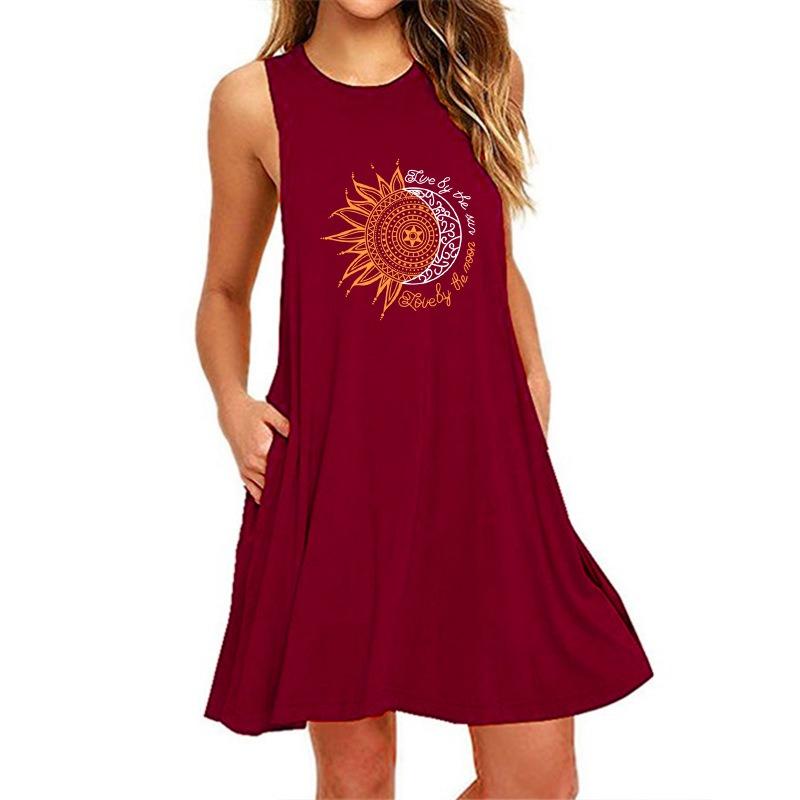 IHUASU Fashion Summer Spring Sleeveless V-Neck Casual Dresses