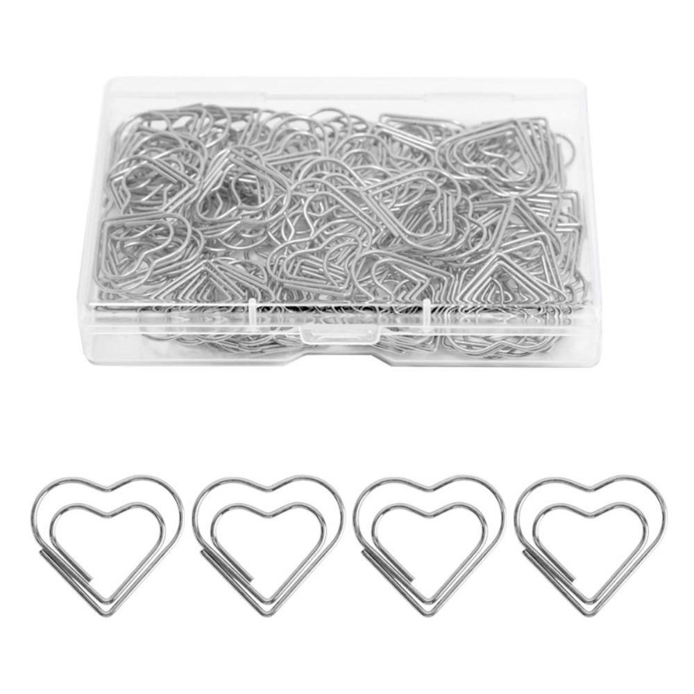 100Pcs Electroplated Metal Paperclips Heart Shaped Gold Paper Clips Office Clips  Scrapbook Making