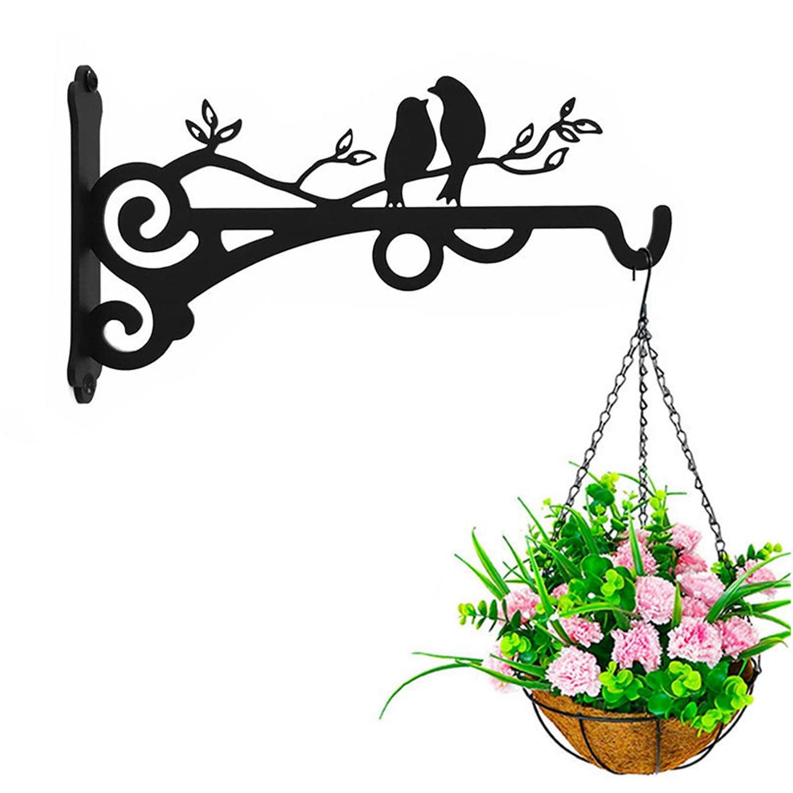 Heavy Duty Planter Hangers Strong Bearing Wall Mount Durable Iron Outdoor Planter Hooks for Garden Outdoor Feeders Home Indoor nero