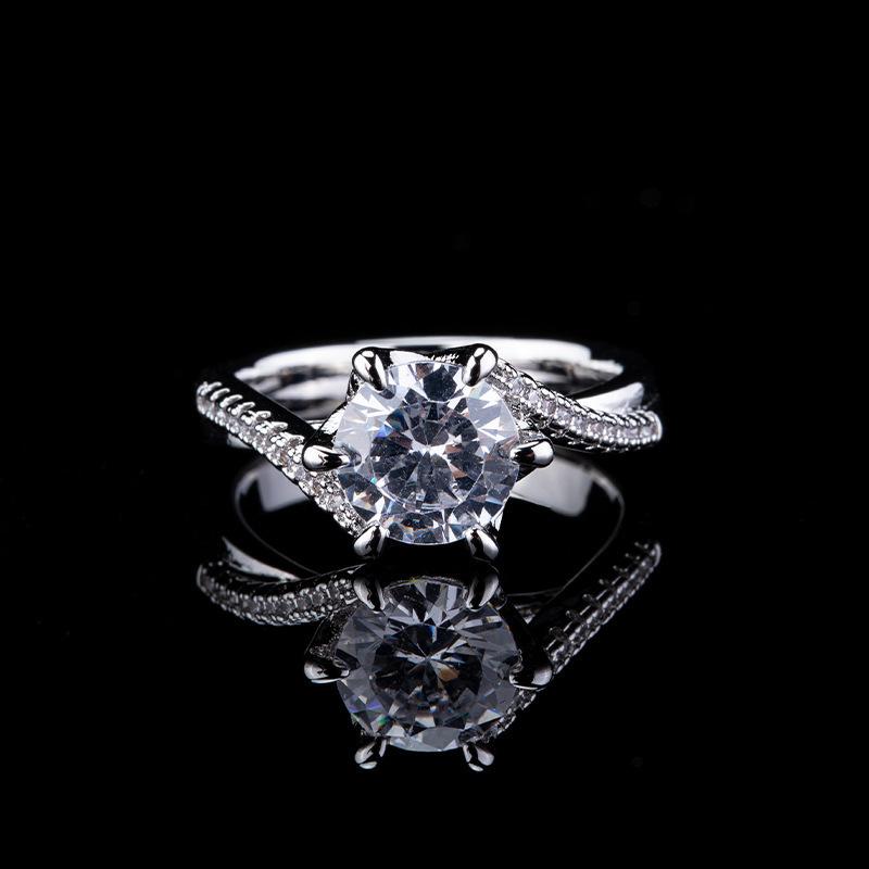 Jewelry Imitation Mozzarella Diamond Ring For Women, Adjustable Opening, Light Luxury High-End Zircon Ring
