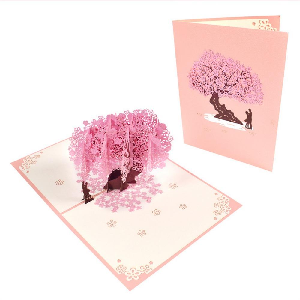 Multicolor 3D Greeting Card Valentine's Day Blessing Cards Paper Carving Postcard Festival
