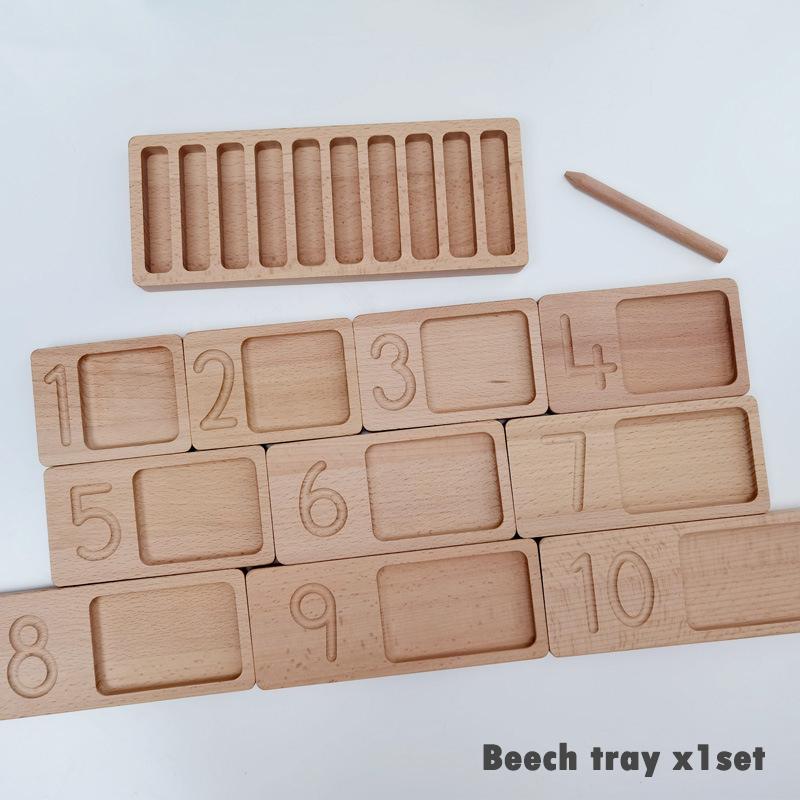 Wooden Montessori Materials Open Ended Learning Toys Number Sorter Tray Sensory Counting Tracing Board Math Beads Game For Kids