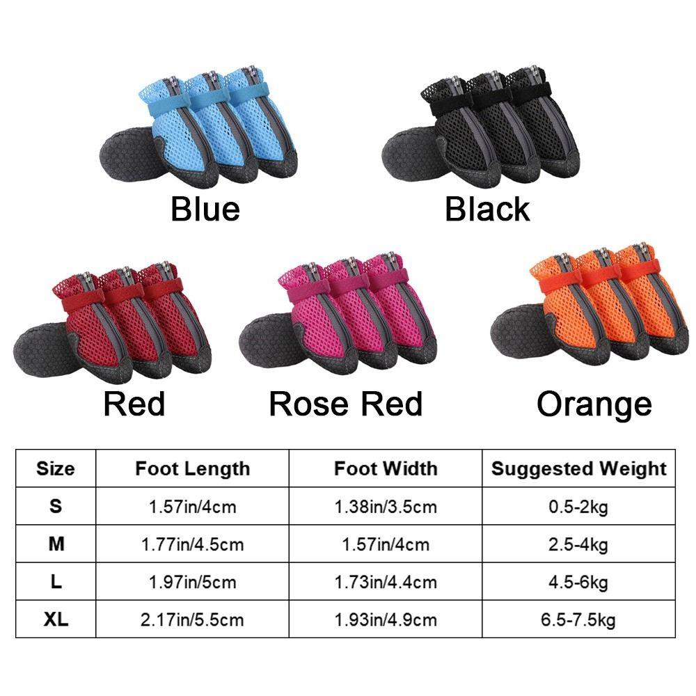 4Pcs Breathable Pet Dog Shoes Anti-slip Mesh Pet Shoe Cover Pet Supplies Dog Mesh Shoes Indoor