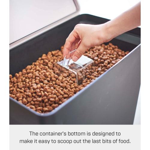 Yamazaki Tower Food Storage Container, 12kg Capacity, with Measuring Cup, Black, Approx. W41 x D24 x H42.5cm (Approx. H65.5cm with Lid Opened), Model