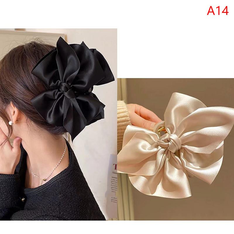 Large Bowknot Hair Claws Clip Shark Claw Hair Clips Solid Bow Hairpin Barrettes For Ponytail Women Hair Accessories Headband