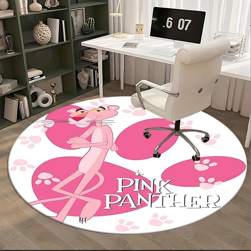 Pink Panther,Footprints Chair mat Round Rug Office carpet, Machine Washable, Non slip, Suitable for Living Rooms, Bedrooms