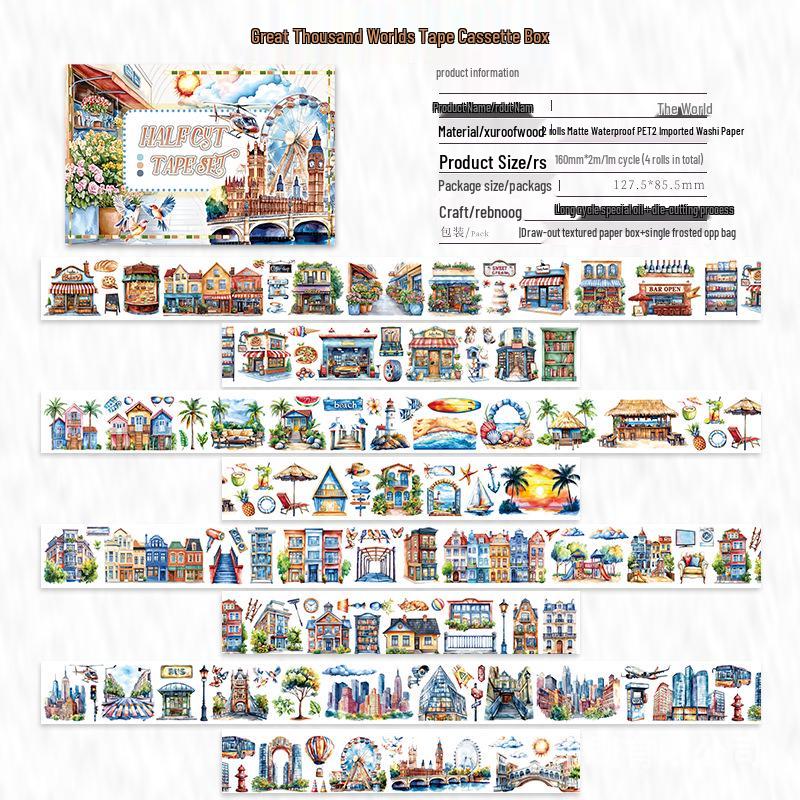 Die-cut PET Washi Tape Set: Coffee Theme, European & American Style for Journaling & Decoration