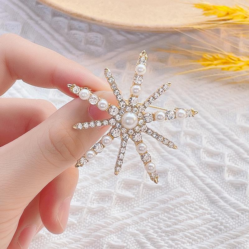 High-End Pearl & Rhinestone Butterfly Brooch for Women's Fashion Suits and Scarves