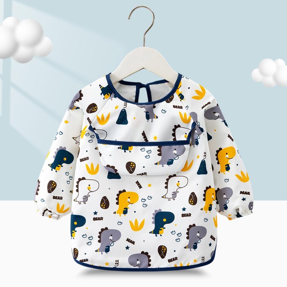 

Feeding Blouse Baby Long Sleeve Apron Waterproof Toddler Bibs New Children Feeding Bib 100(Ages 2-4) білий