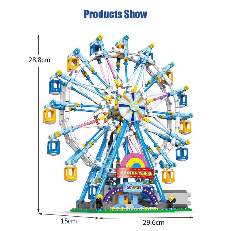 Wirbelnde Riesenradblöcke für Kinder, elektrisch leuchtendes Riesenrad für den Spielplatz, zum Zusammenbauen, neues Weihnachtsgeschenk, Ornamente
