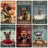 German Shepherd Drink Beer Coffee Metal Poster Funny Tin Sign Decor Home Bathroom Garden Wall Plaque Pet Dog Decoration Plates