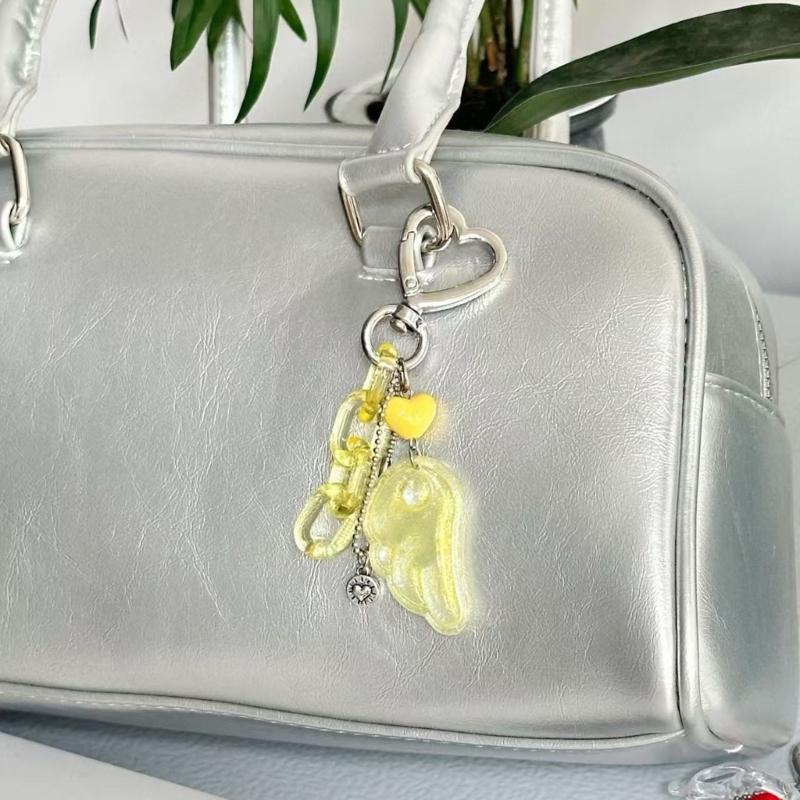 Handmade Beaded Keychain Bag Pendant Decoration With Wing Heart Charm Colorful Gift For Women Men