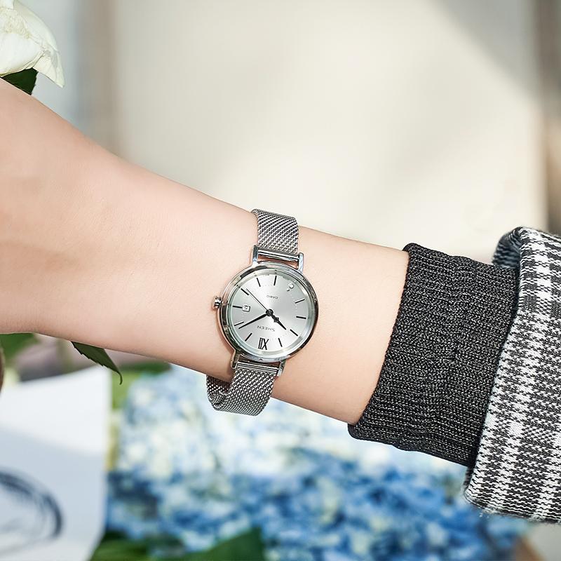 Casio SHEEN x BEAST Brutal Star Sparkling Business Three-hand Date Display Ultra-Thin Dial Waterproof Solar Quartz Movement Japanese SHS-D300M-7APR