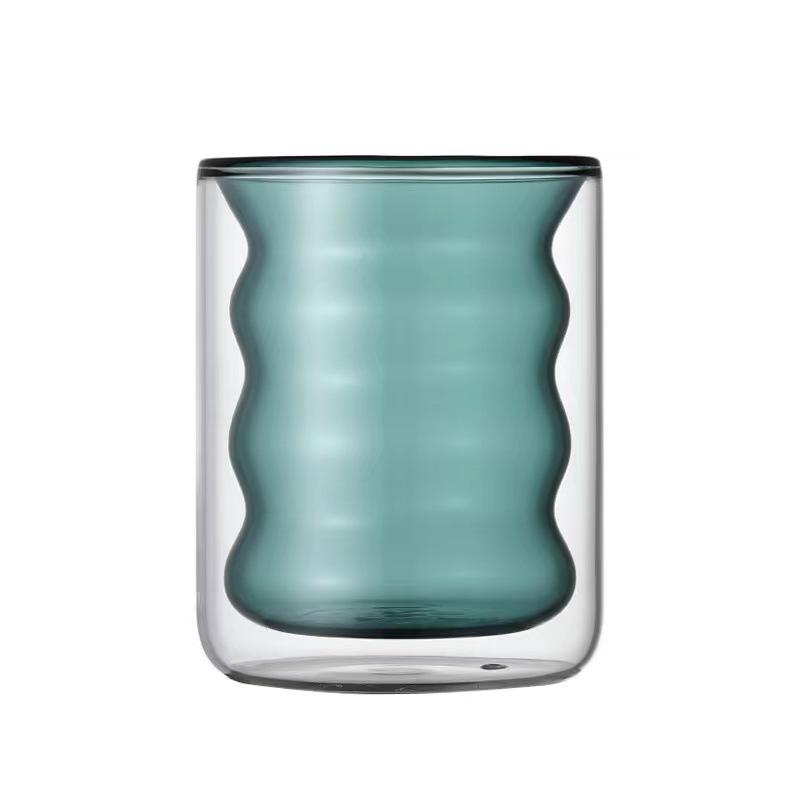 Colored Double-Walled Spiral Glass Cup: Ideal for Milk, Coffee, Mousse, Juice At Home or Office.