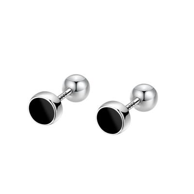 Black Round Screw Earrings Geometric Design  Ear Piercing Earrings  No Need To Remove Them When Sleeping