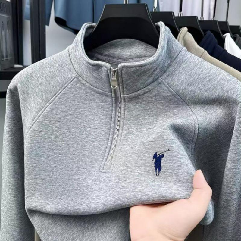 Herren Freizeit-Baumwoll-Hoodie mit halbem Reißverschluss und Stehkragen, Hochwertiges Gefühl, Herbst-/Winterkollektion