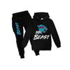 (13-14 Jaar,Zwart)Mr Beast Lightning Cat Kinderen Jongens Meisjes Trainingspak Pullover Hoodie Joggingbroek Outfit 2delig/set
