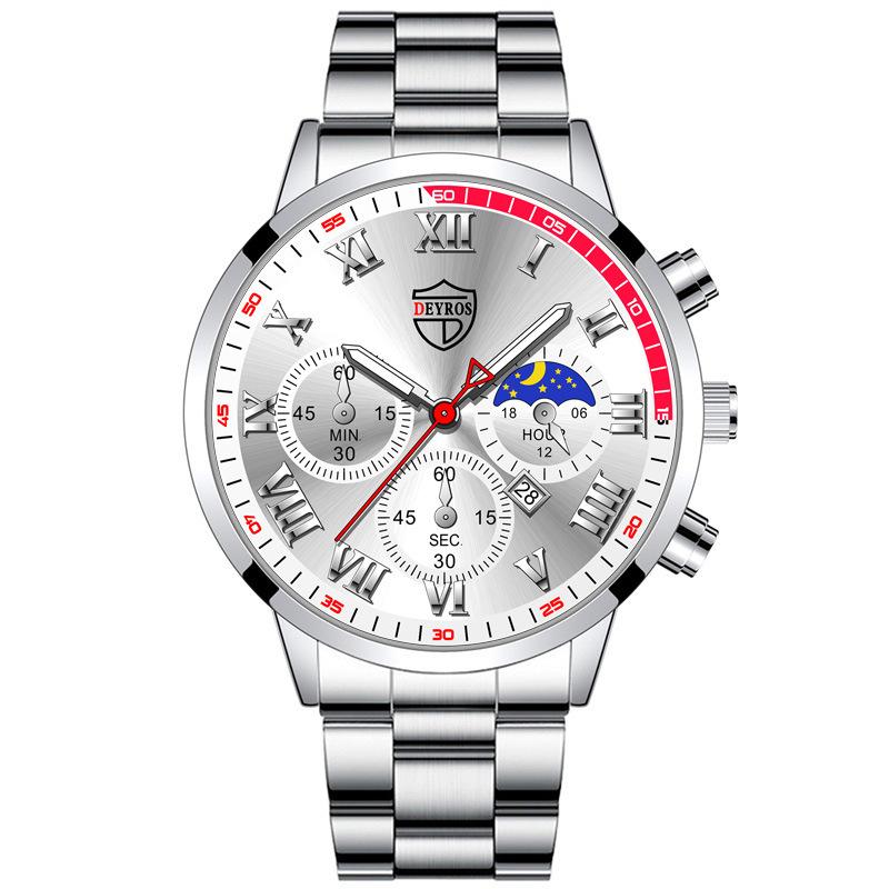 Classic Stainless Steel Watch Men's Calendar Quartz Watch Men's Personality Watch Casual Student Watch Business Watch