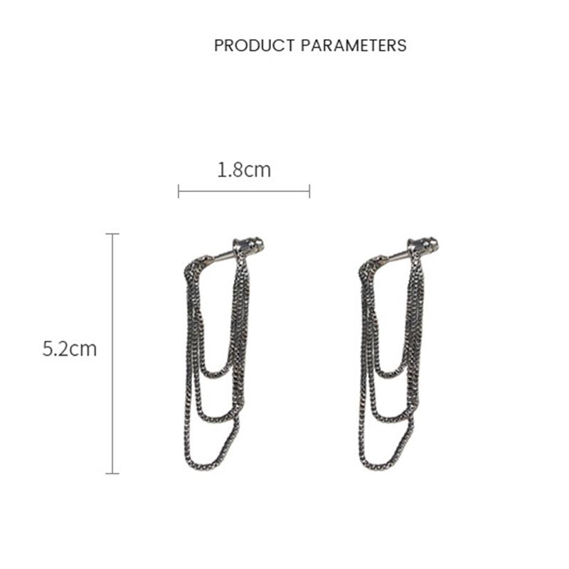 Silver Color Multi-Layer Chain Earrings Long Tassel Piercing Trend Copper Drop Earring Female Ear Accessories Gifts